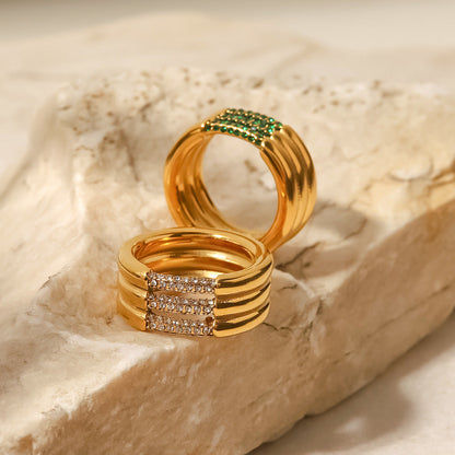 Serenity Gold Ring | Elegant 18k Gold Plated with Diamond Simulants 5