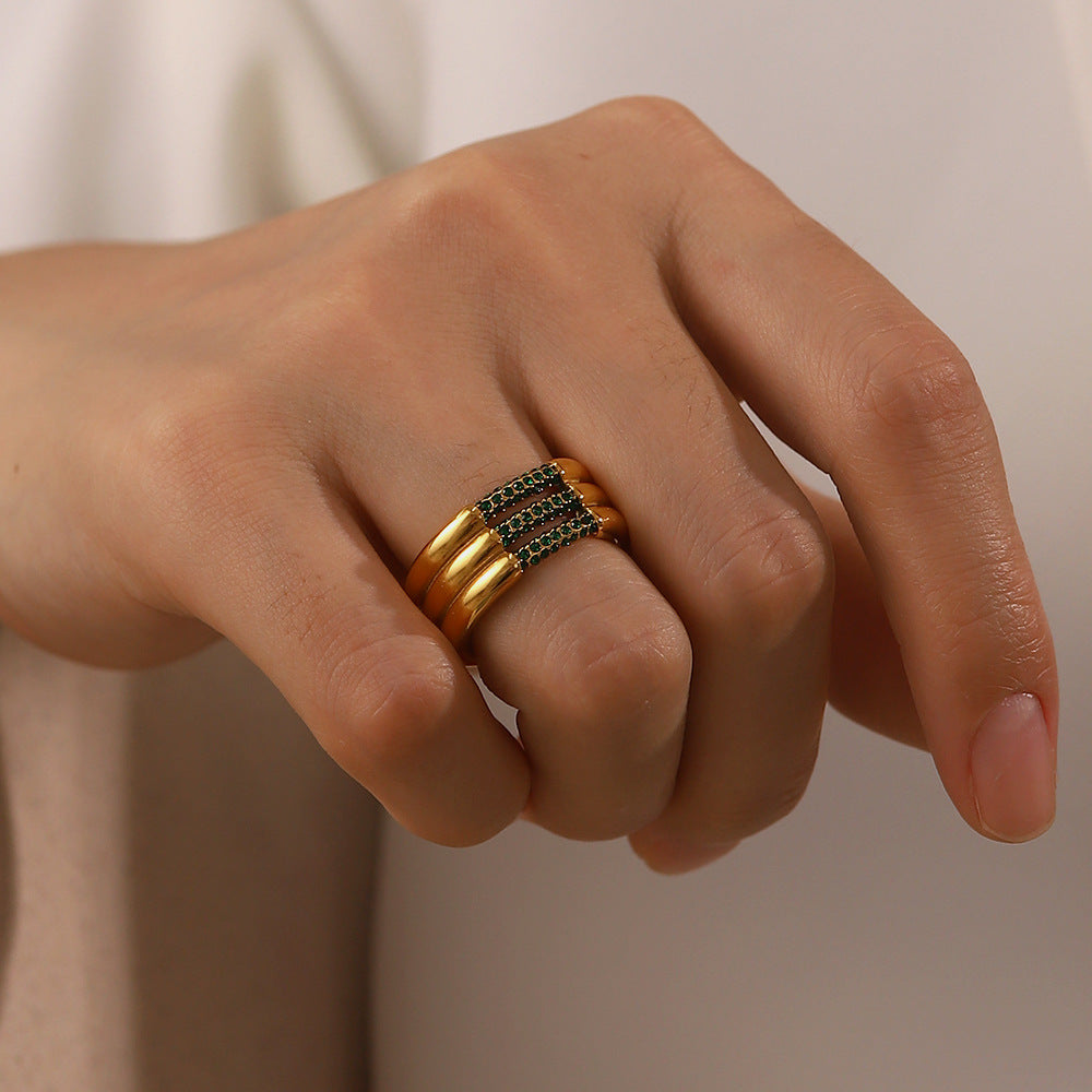 Serenity Gold Ring | Elegant 18k Gold Plated with Diamond Simulants 6