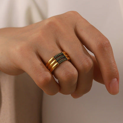Serenity Gold Ring | Elegant 18k Gold Plated with Diamond Simulants 6