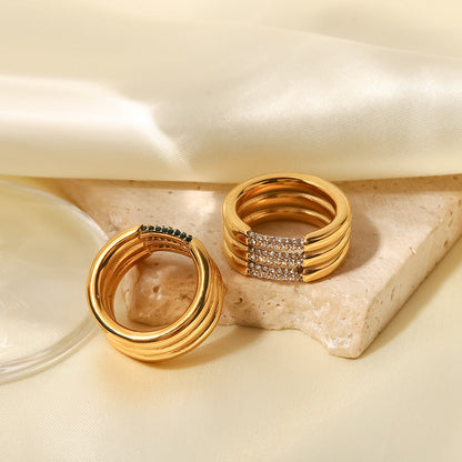 Serenity Gold Ring | Elegant 18k Gold Plated with Diamond Simulants 7