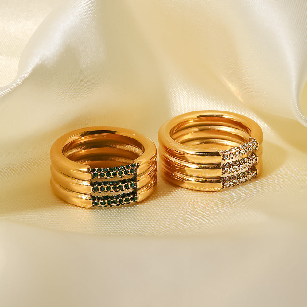 Serenity Gold Ring | Elegant 18k Gold Plated with Diamond Simulants 8