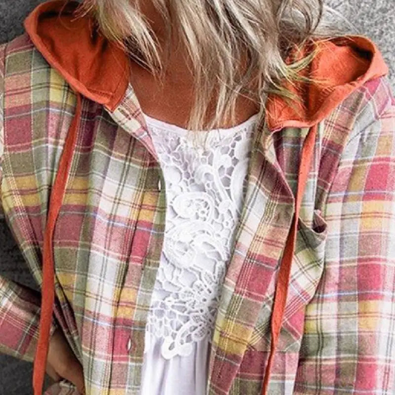 HARPER | Plaid Zip-Up Hoodie