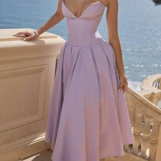 Trägerloses Sweetheart Korsett Midi Kleid