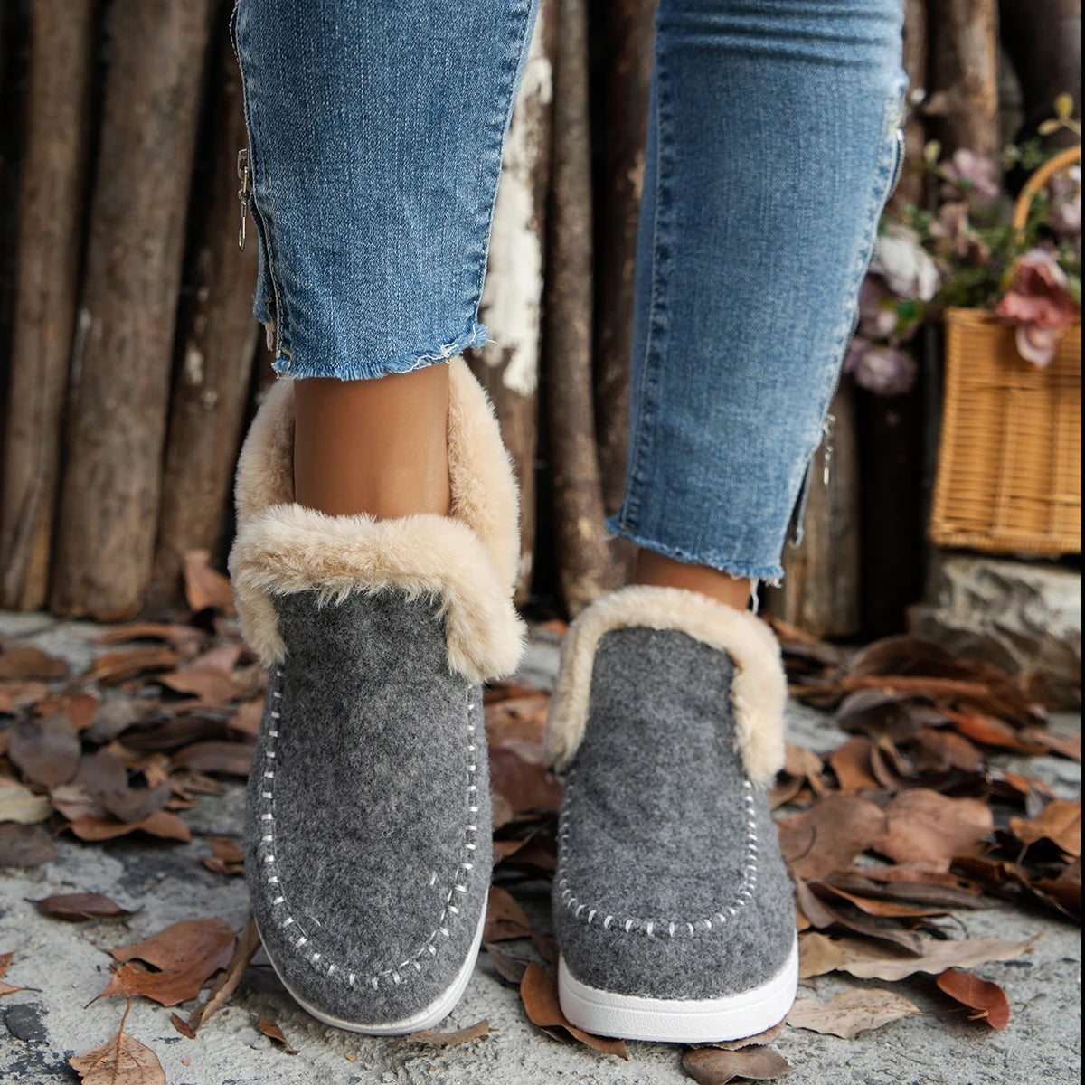 KIONA | Patchwork Eco-Suede Winter Booties