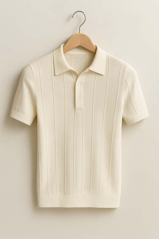 Short Sleeve Polo Shirt | Classic Elegance with Modern Fine Knit Design 0