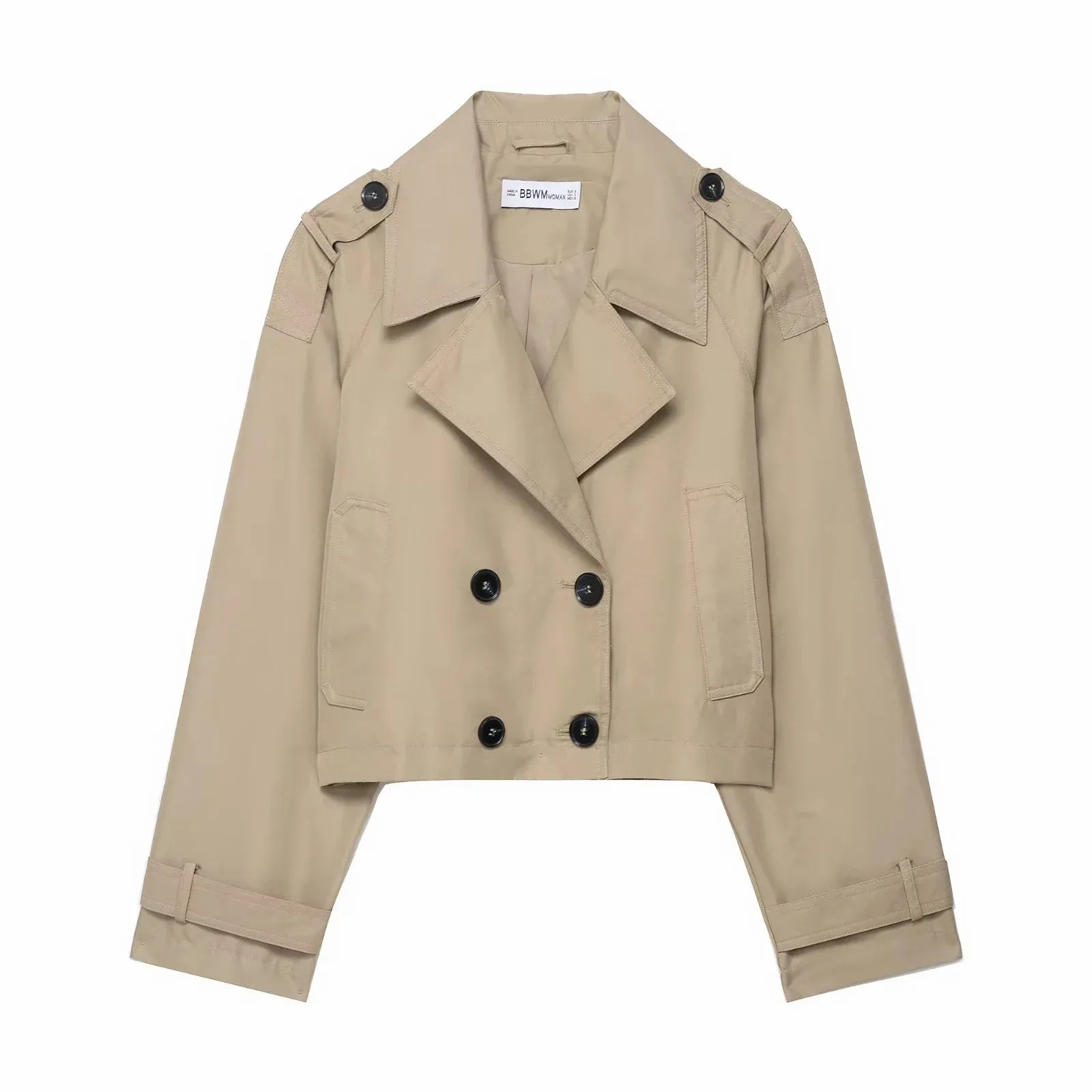 Short Trench Coat Women | Double Breasted Design with Functional Pockets 0