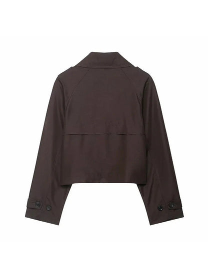 Short Trench Coat Women | Double Breasted Design with Functional Pockets 3