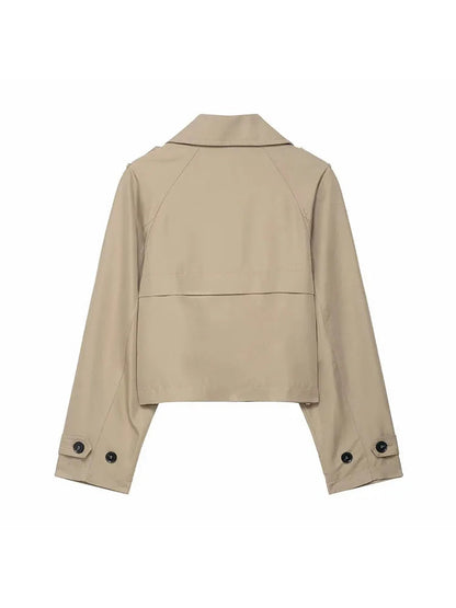 Short Trench Coat Women | Double Breasted Design with Functional Pockets 4