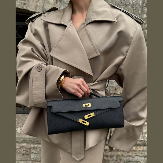 Short Trench Coat | Vintage Design with Elegant Collar and Shoulder Pads 0