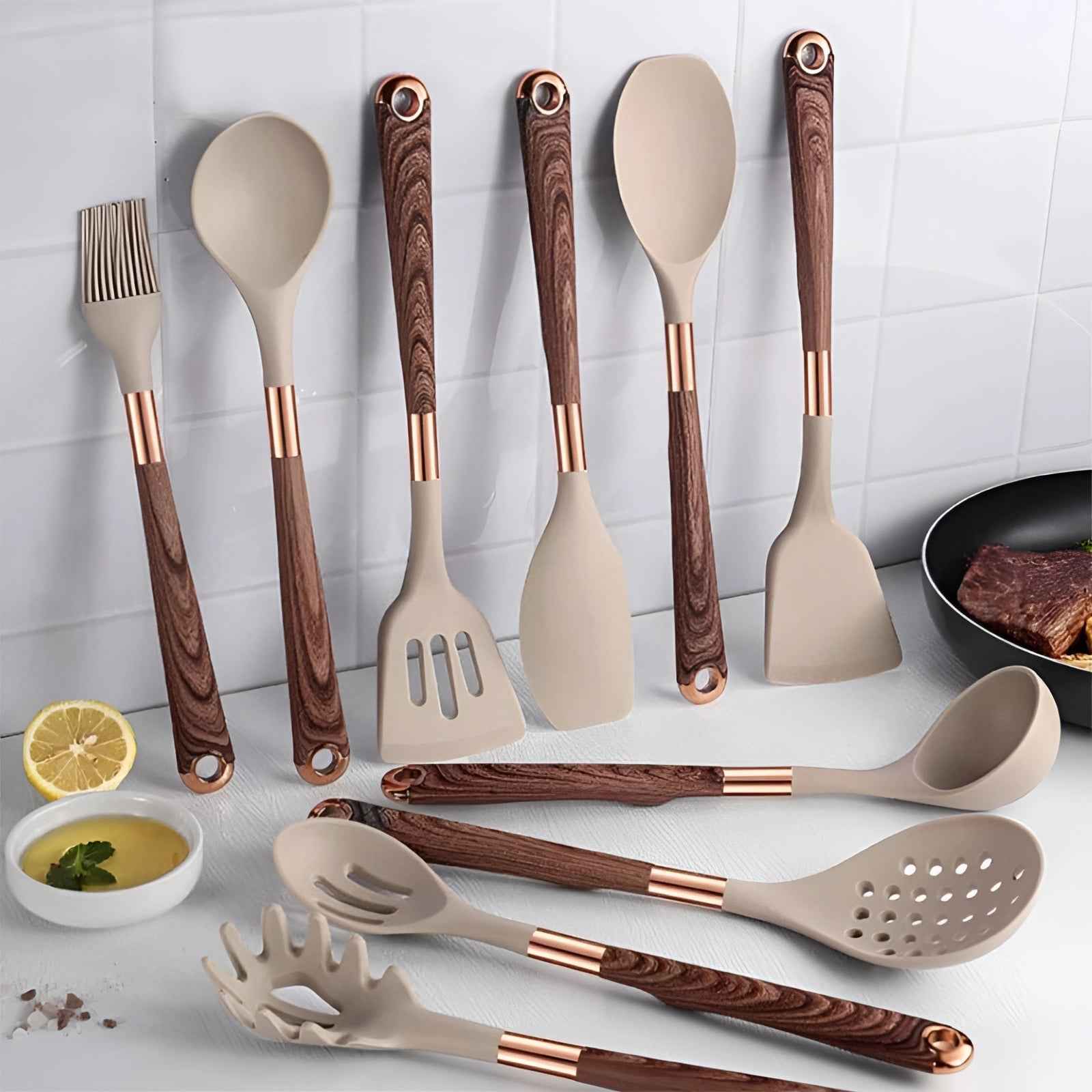 Silicone Cooking Utensils Set | Heat-Resistant Non-Scratch Tools 0