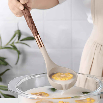 Silicone Kitchen Utensil Set | Heat-Resistant Cooking Tools with Wood Handles 2