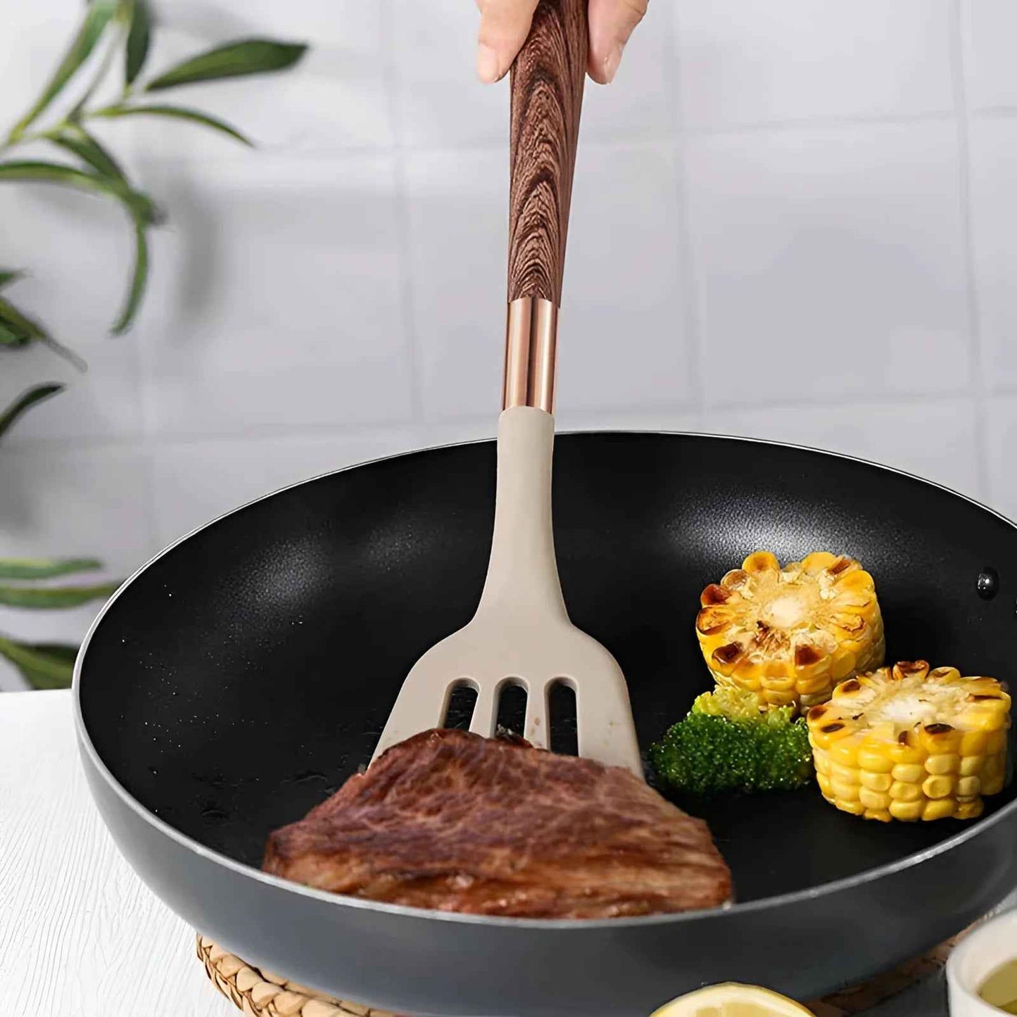 Silicone Kitchen Utensil Set | Heat-Resistant Cooking Tools with Wood Handles 3