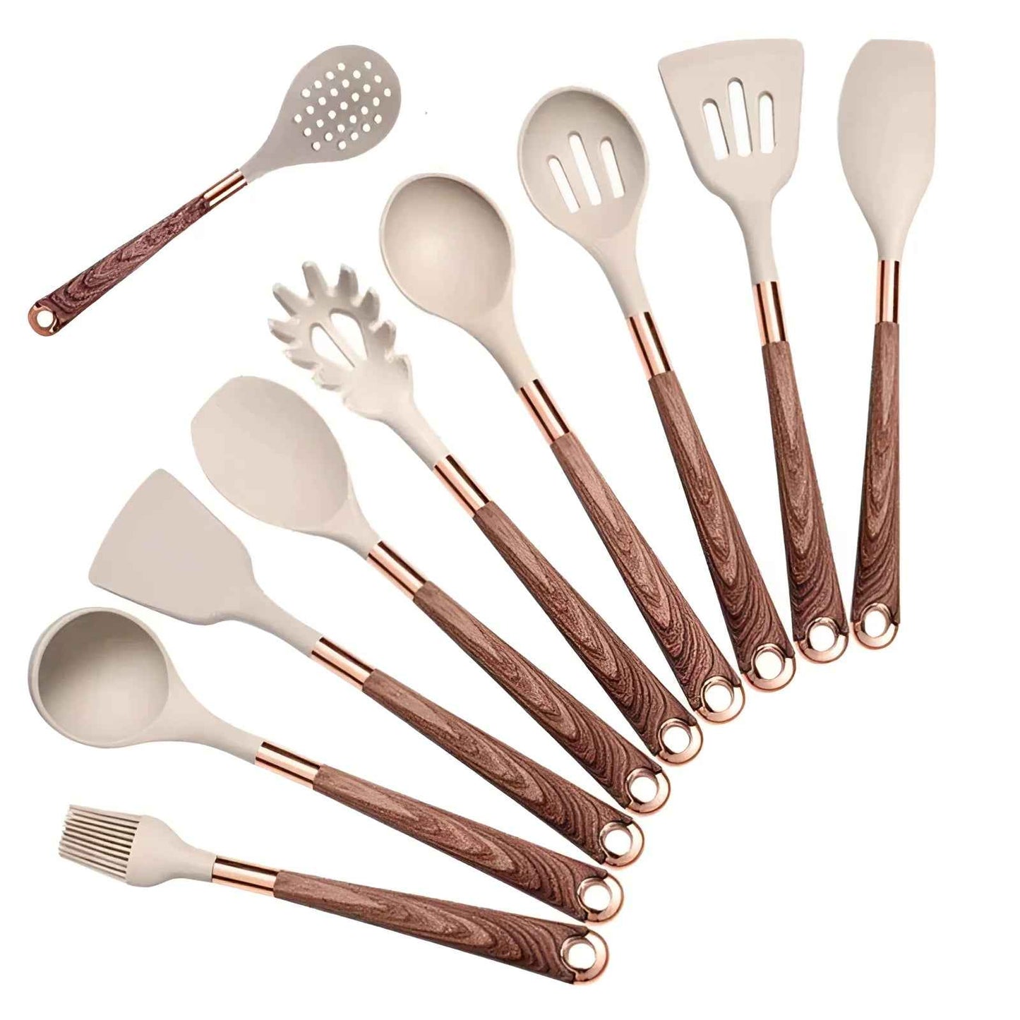 Silicone Kitchen Utensil Set | Heat-Resistant Cooking Tools with Wood Handles 5