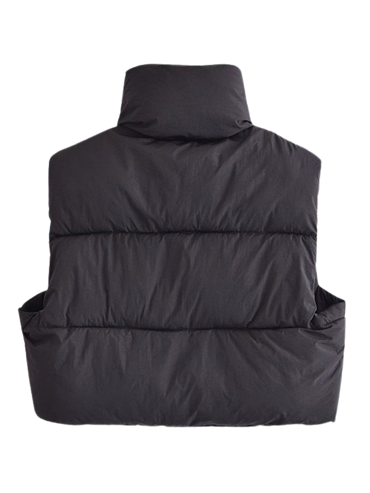 Sleeveless Cropped Puff Jacket | High-Neck Zip-Up Design 2