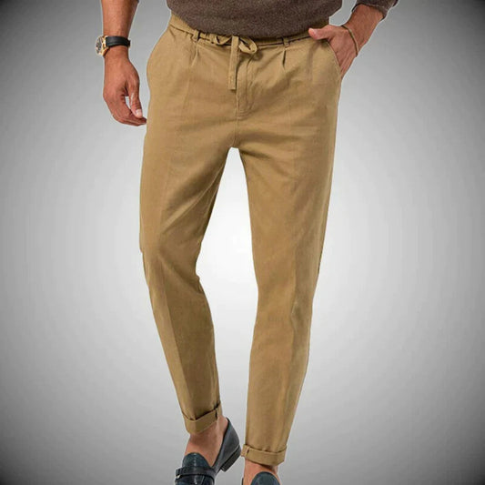 Slim-Fit Men's Linen Trousers | Lightweight & Breathable All-Season Comfort 0