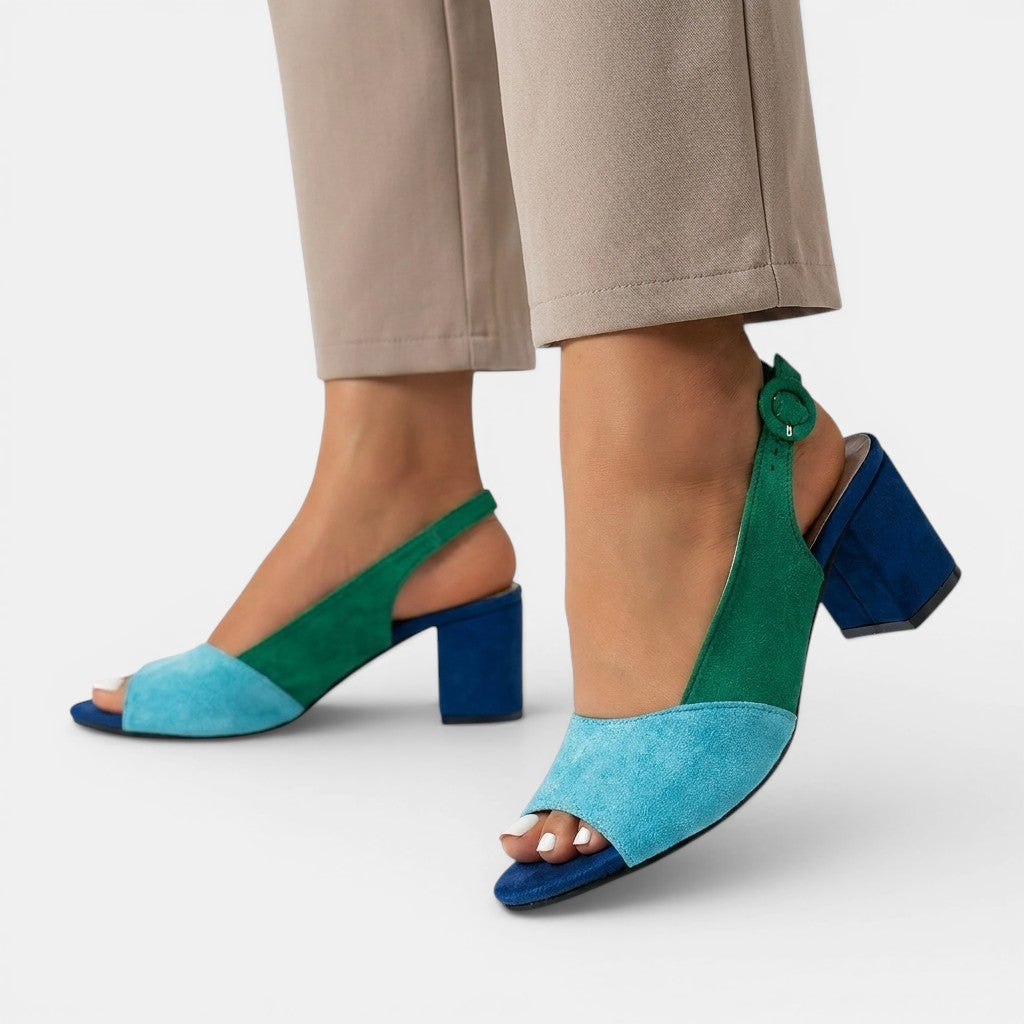 Slingback Heels | Modern Colourblock Design with Adjustable Fit 0