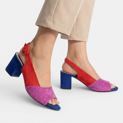 Slingback Heels | Modern Colourblock Design with Adjustable Fit 1