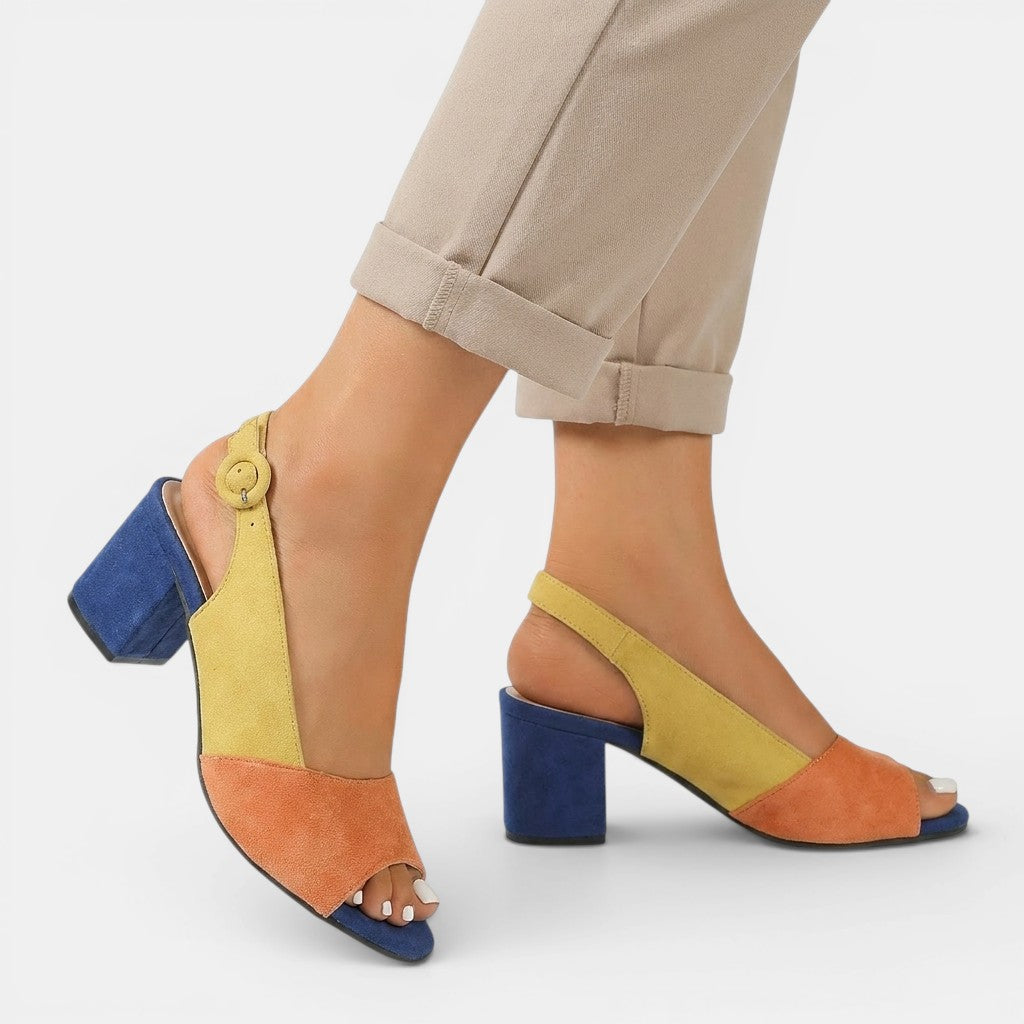 Slingback Heels | Modern Colourblock Design with Adjustable Fit 2