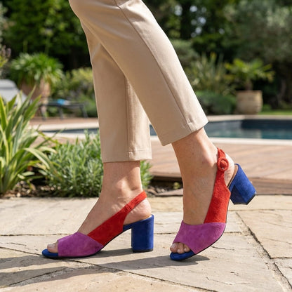 Slingback Heels | Modern Colourblock Design with Adjustable Fit 6