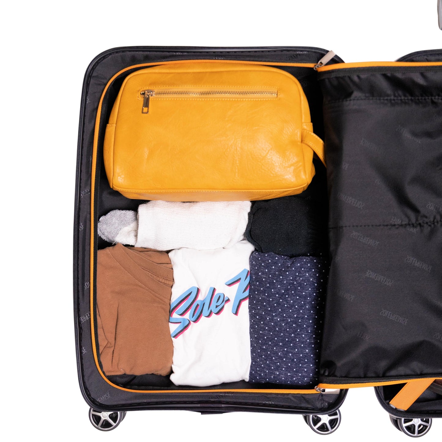 Equipaje de mano rígido negro de 20 pulgadas con ruedas giratorias 360°