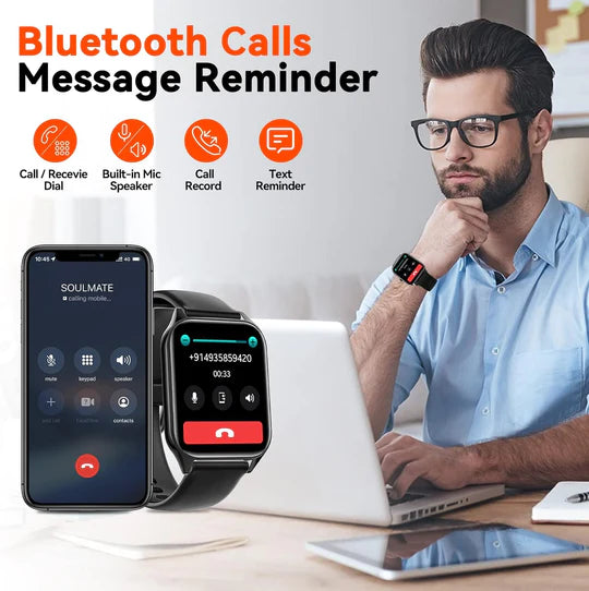 Smartwatch | Non-Invasive Glucose Tracker with Heart Rate Monitor 5