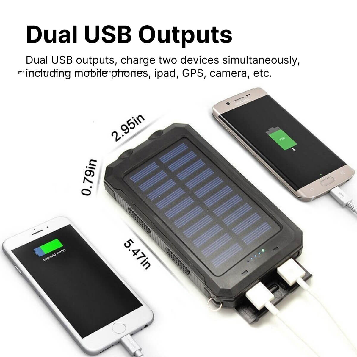 Solar Power Bank | 500000mAh Waterproof Portable Charger with Dual USB Ports 2