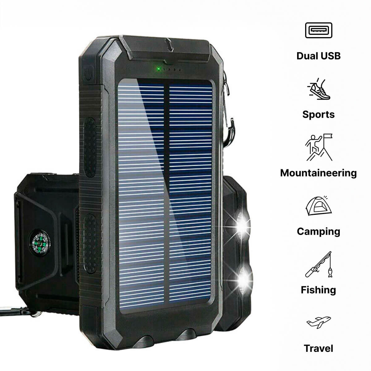 Solar Power Bank | 500000mAh Waterproof Portable Charger with Dual USB Ports 3