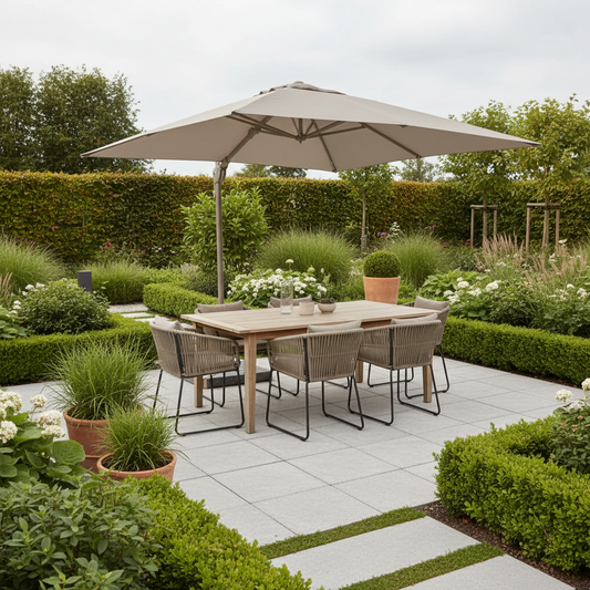 Square Cantilever Patio Umbrella | Offset Design with Freestanding Base for Outdoor Shade 0
