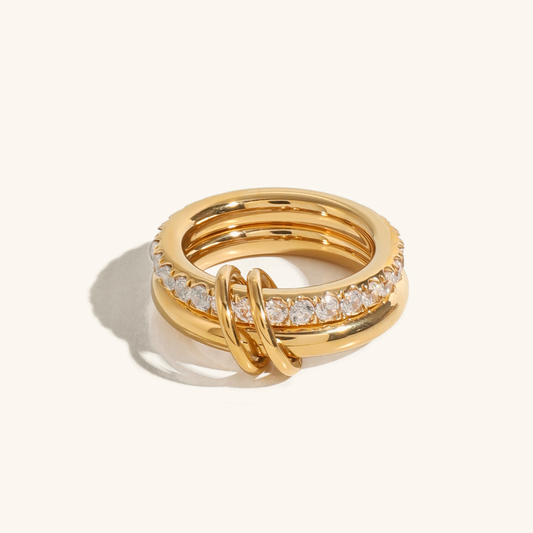 Stacked Diamond Ring | Hypoallergenic 18k Gold-Plated with Durable Design 0