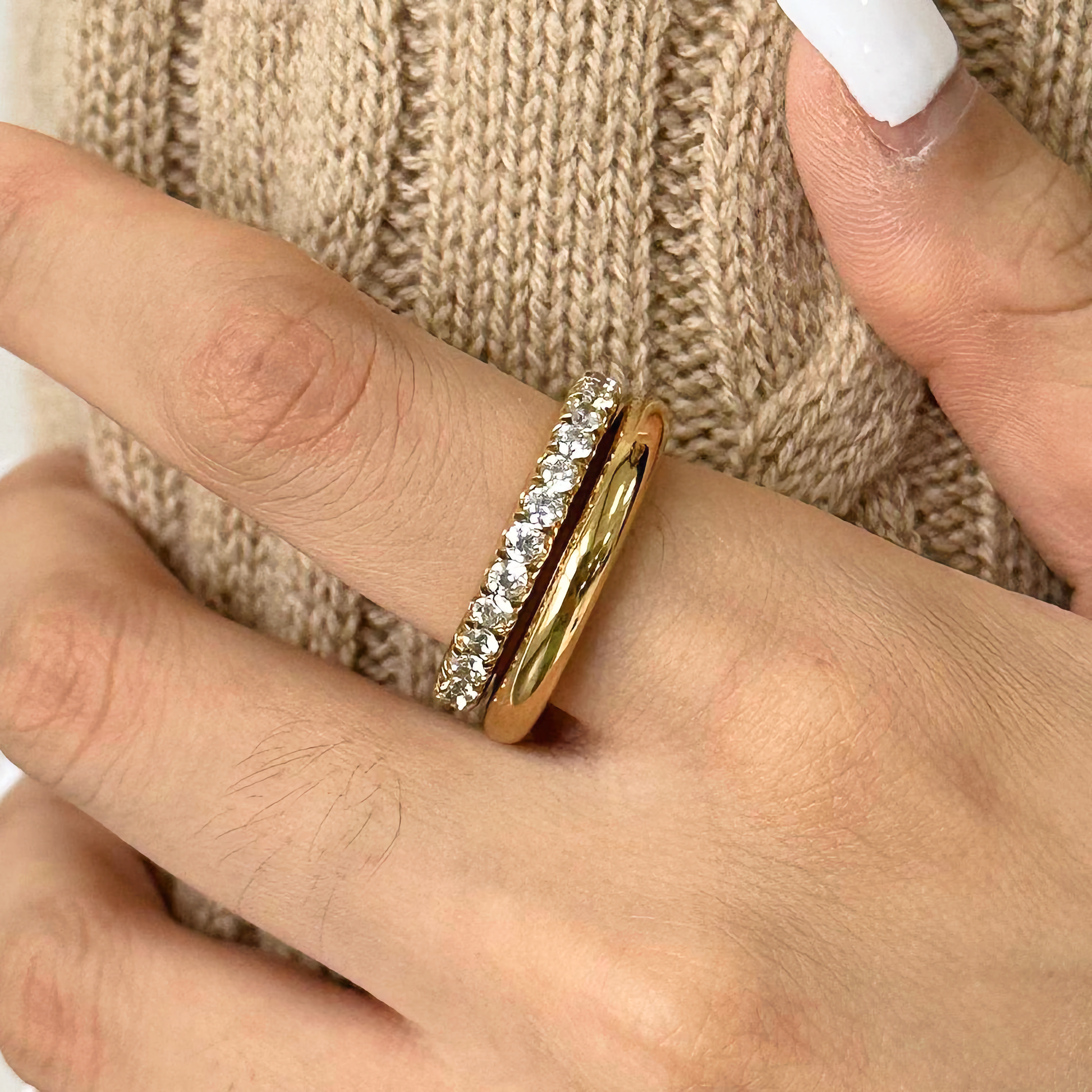 Stacked Diamond Ring | Hypoallergenic 18k Gold-Plated with Durable Design 1