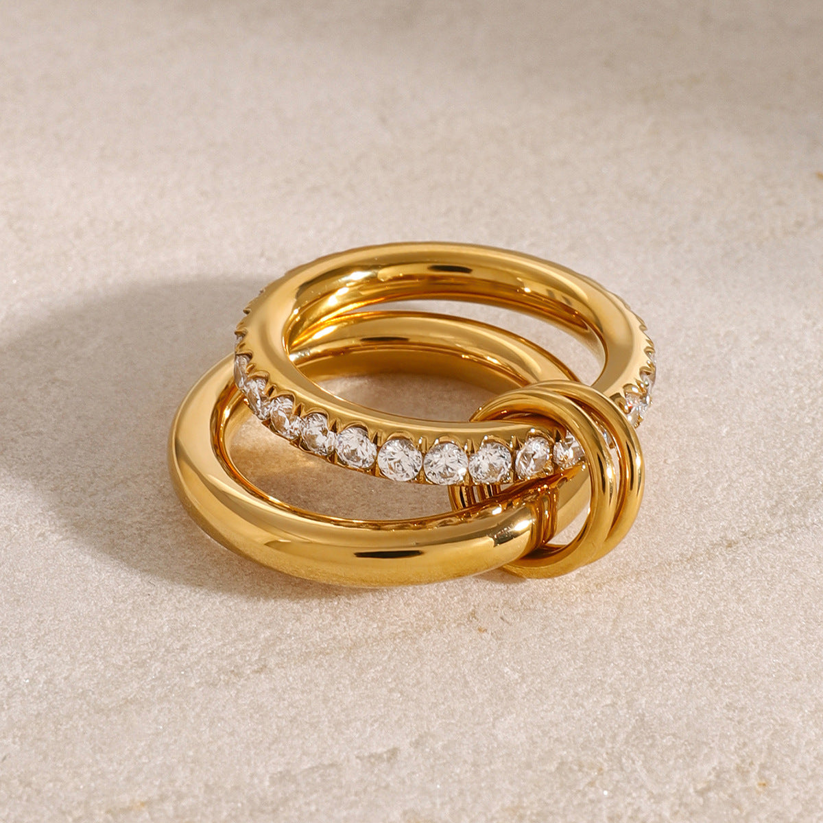 Stacked Diamond Ring | Hypoallergenic 18k Gold-Plated with Durable Design 2