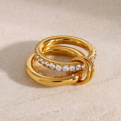 Stacked Diamond Ring | Hypoallergenic 18k Gold-Plated with Durable Design 2