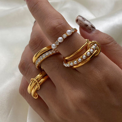Stacked Diamond Ring | Hypoallergenic 18k Gold-Plated with Durable Design 4