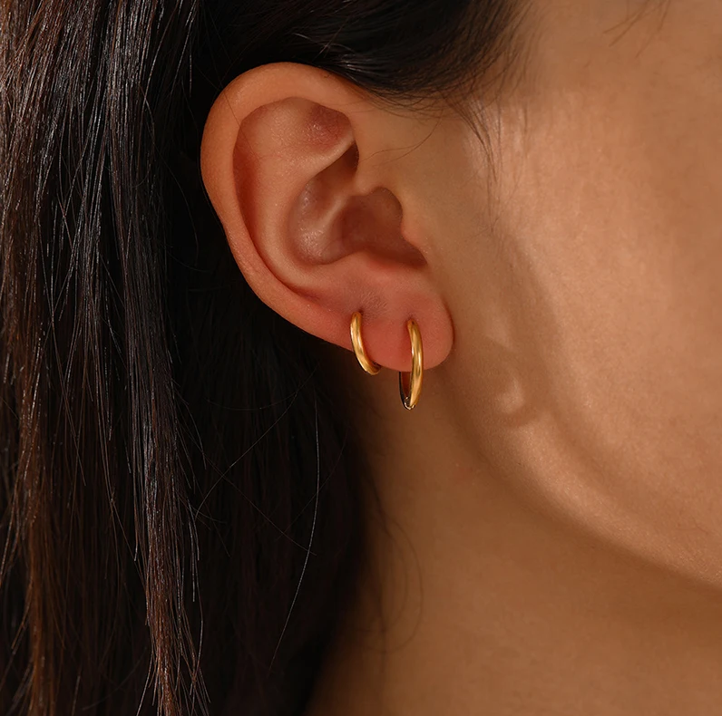 Stainless Steel Hoop Earrings | Dainty 2mm Design for Everyday Elegance 2