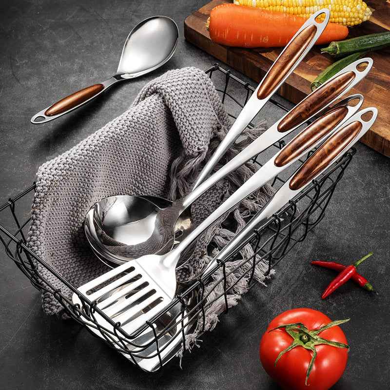 Stainless Steel Kitchen Utensil Set | Ergonomic Wooden Handle Design 2