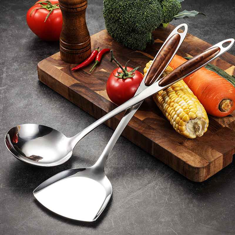 Stainless Steel Kitchen Utensil Set | Ergonomic Wooden Handle Design 3