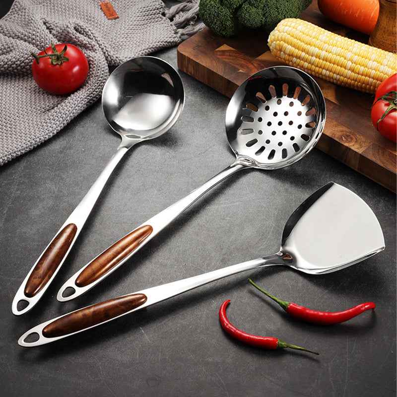 Stainless Steel Kitchen Utensil Set | Ergonomic Wooden Handle Design 5