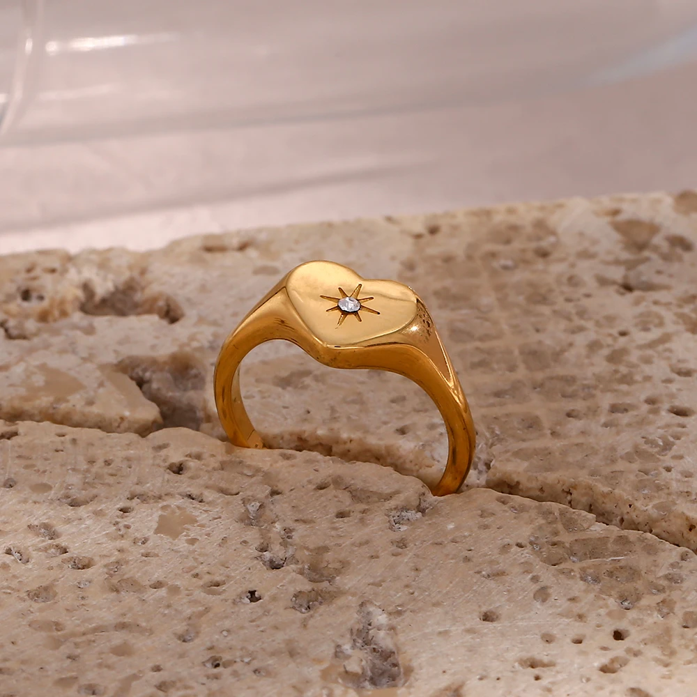 Stainless Steel Ring | Hypoallergenic with Elegant Zircon Stone 0