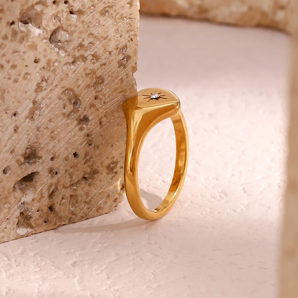 Stainless Steel Ring | Hypoallergenic with Elegant Zircon Stone 2