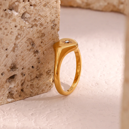 Stainless Steel Ring | Hypoallergenic with Elegant Zircon Stone 2