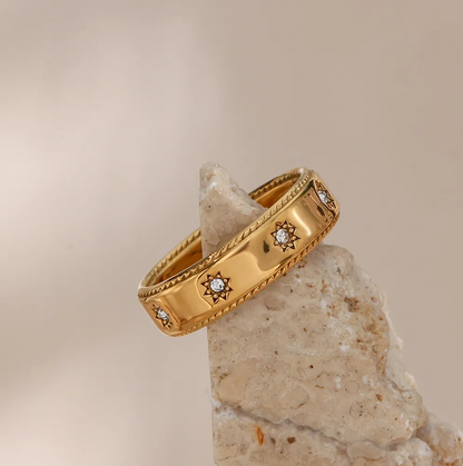 Stainless Steel Ring | Hypoallergenic with Genuine Zircon Stones 0