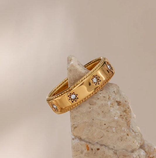 Stainless Steel Ring | Hypoallergenic with Genuine Zircon Stones 0