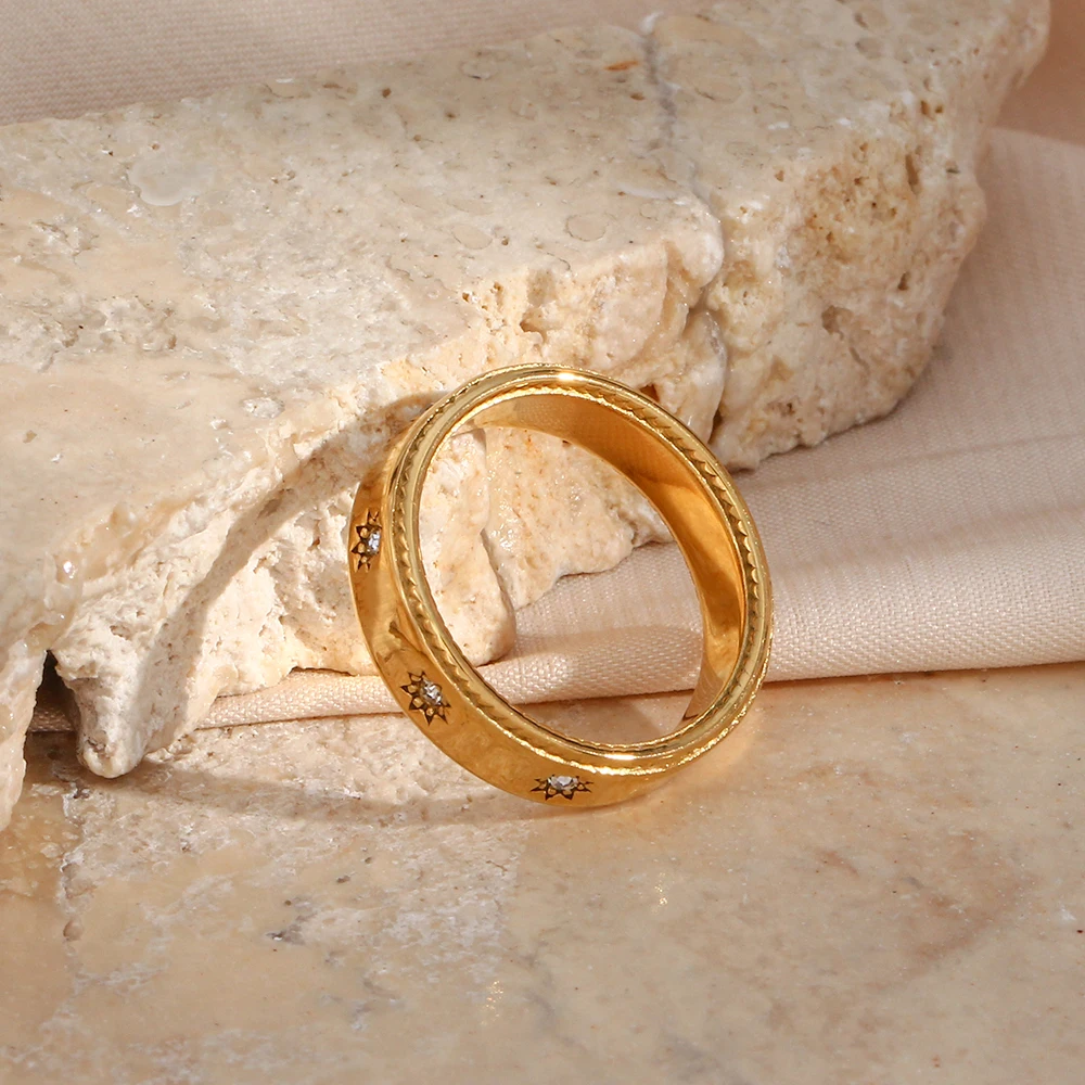 Stainless Steel Ring | Hypoallergenic with Genuine Zircon Stones 2