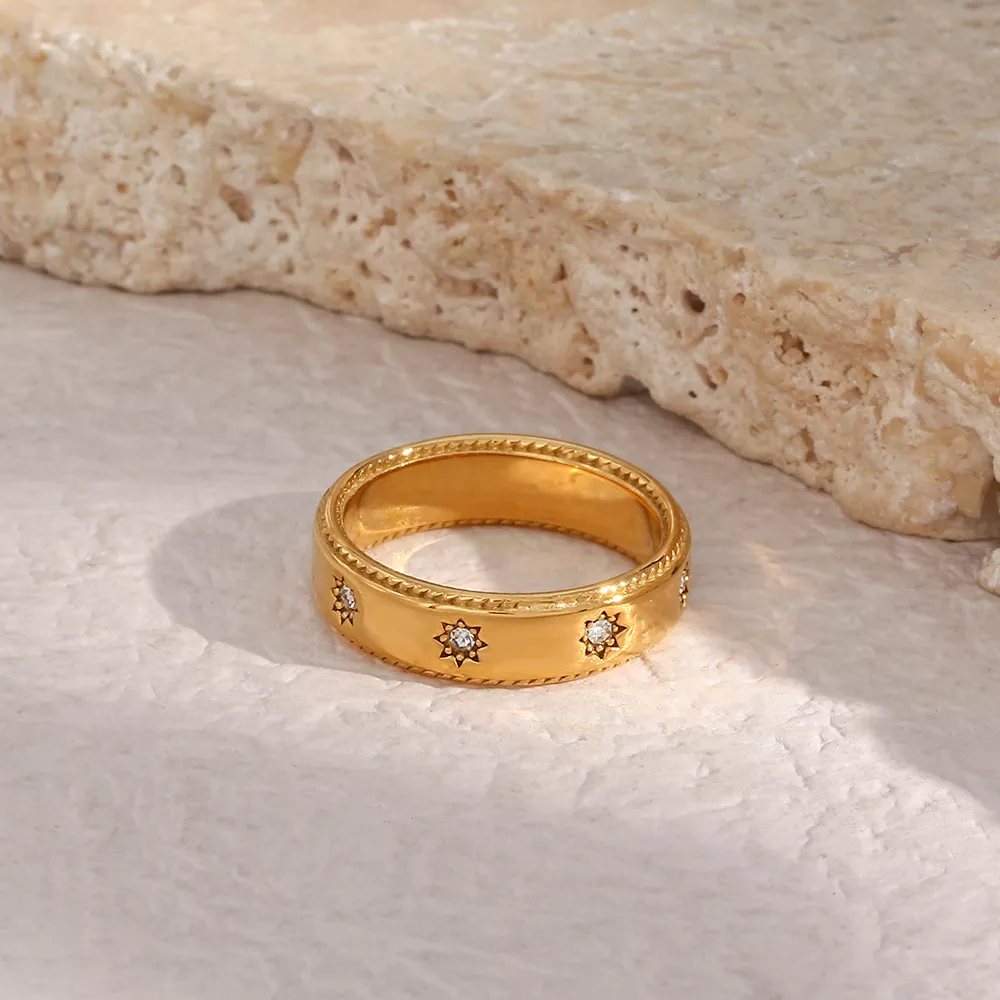 Stainless Steel Ring | Hypoallergenic with Genuine Zircon Stones 3
