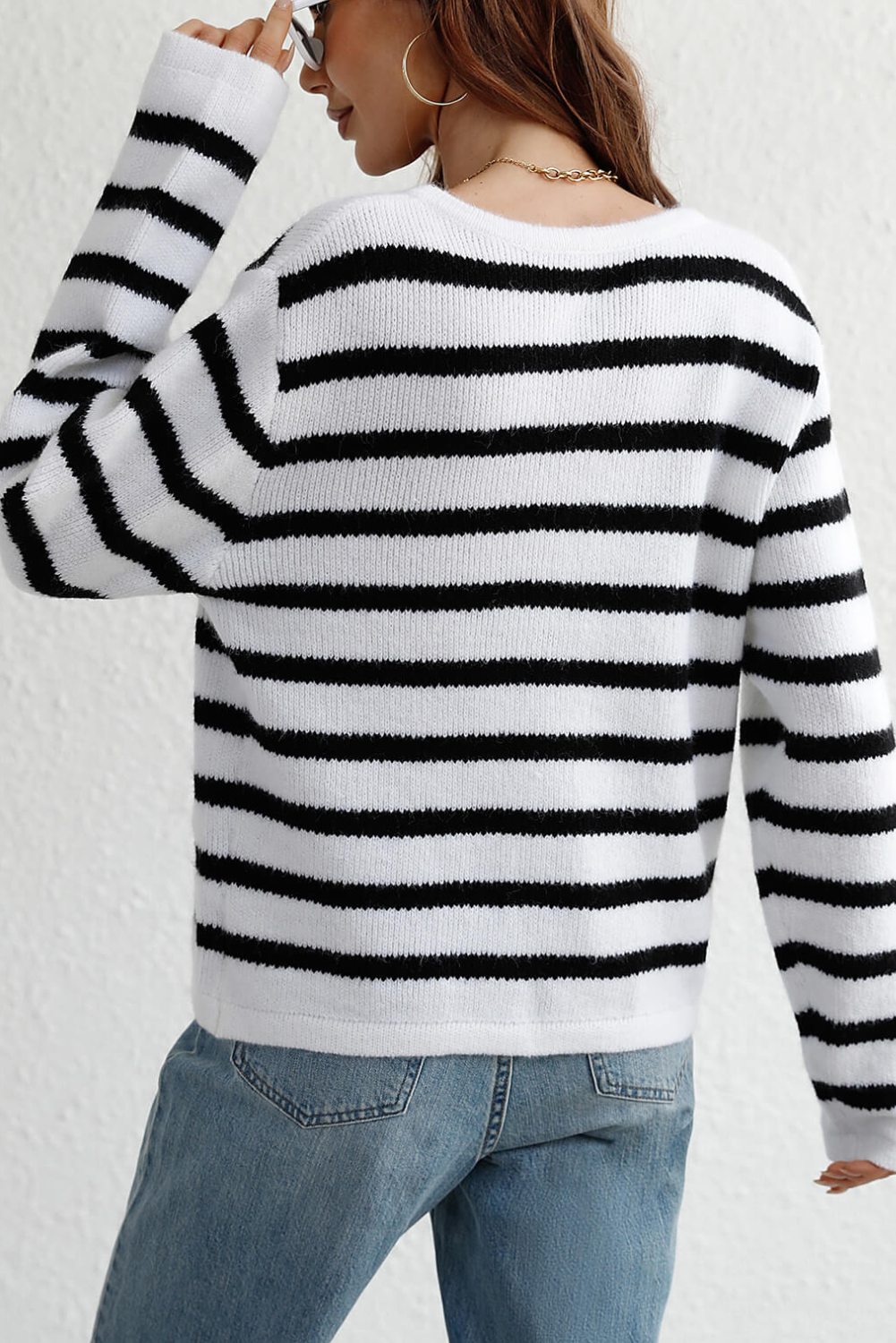 Striped Button Front Cardigan | Casual Urban Style with Stretchy Comfort 3