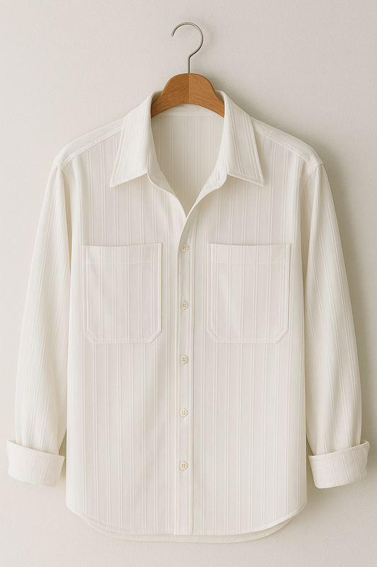 Striped Long Sleeve Shirt | Relaxed Fit with Stylish Chest Pockets 0