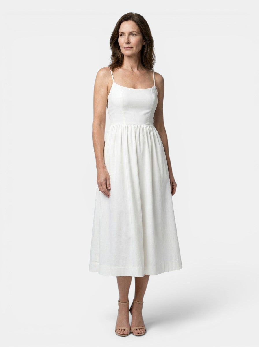 Structured A-Line Midi Dress | Elegant Silhouette Design 0