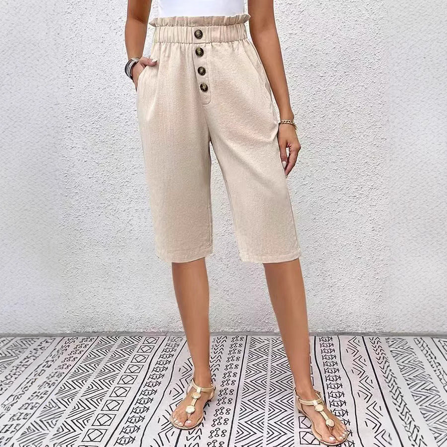 Stylish Women's Shorts | High Waist Paperbag Design | Lightweight Linen Blend 3