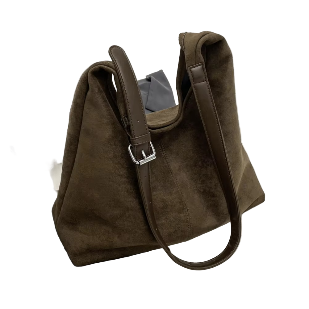 Suede Handbag | Elegant Trunk Design with Adjustable Strap and Spacious Capacity 1