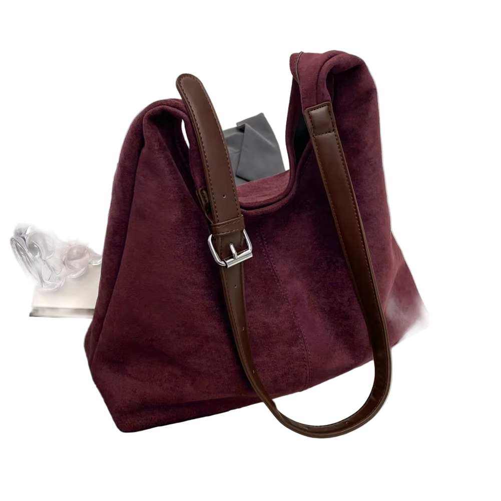 Suede Handbag | Elegant Trunk Design with Adjustable Strap and Spacious Capacity 2